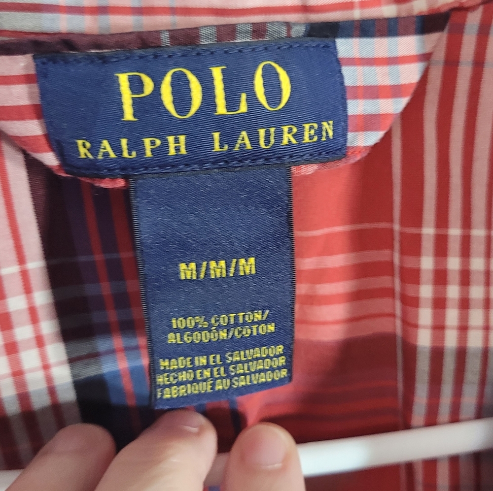 Polo Ralph Lauren MENS SIZE M Woven Pajama Shirt Red Plaid Tartan L156 Sleep - Picture 3 of 5
